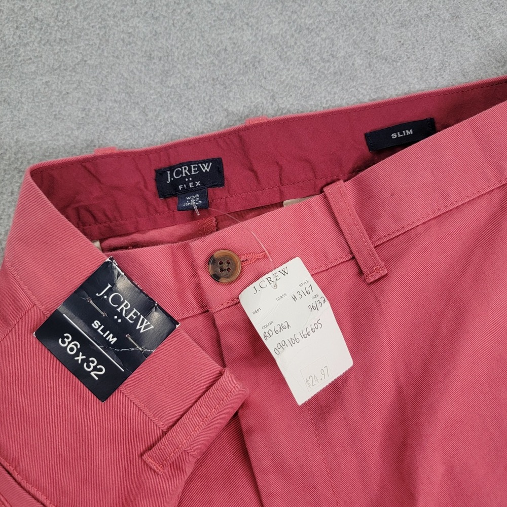 New J. Crew Flex Slim Pants Mens 36x32 Red Stretch City Chino NWT Chino Straigt